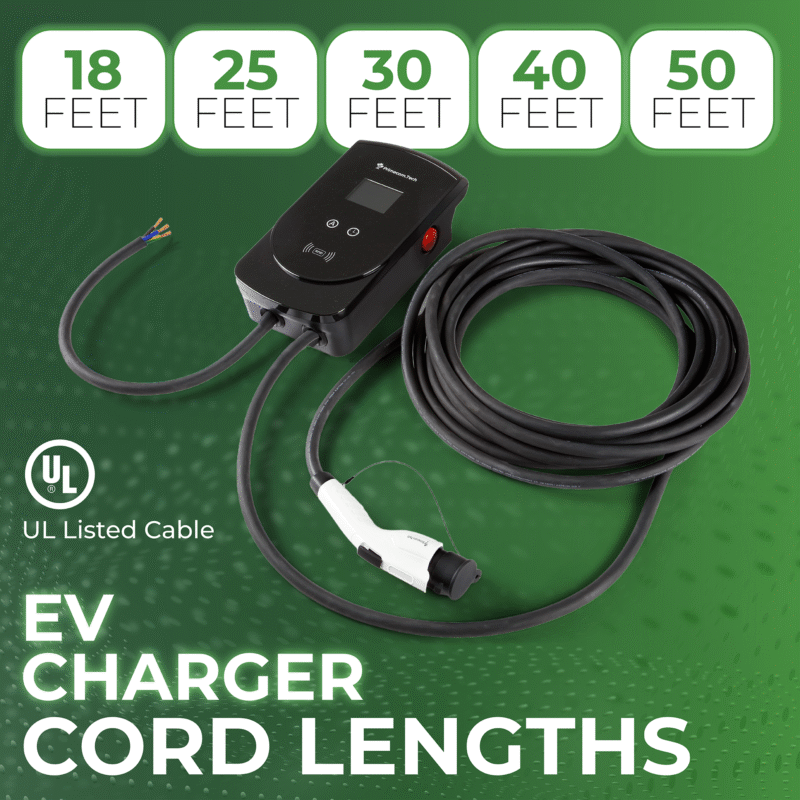 Primecom 80 Amp Level 2 EV Charger | 18ft to 50ft Cord Lengths | 22KW 220 Volt Only In ElectoGb