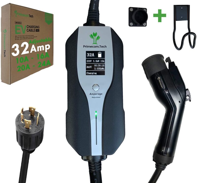Primecom 32 Amp Level 2 Electric Vehicle (EV) Charger Amperage Adjustable Only In ElectoGb
