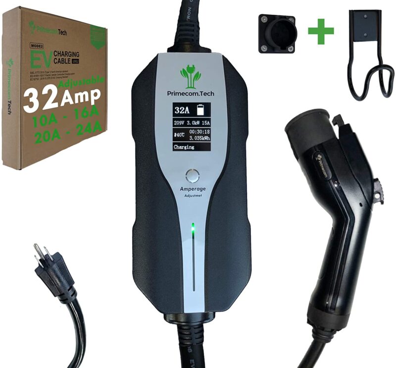 Primecom 32 Amp Level 2 Electric Vehicle (EV) Charger Amperage Adjustable Only In ElectoGb