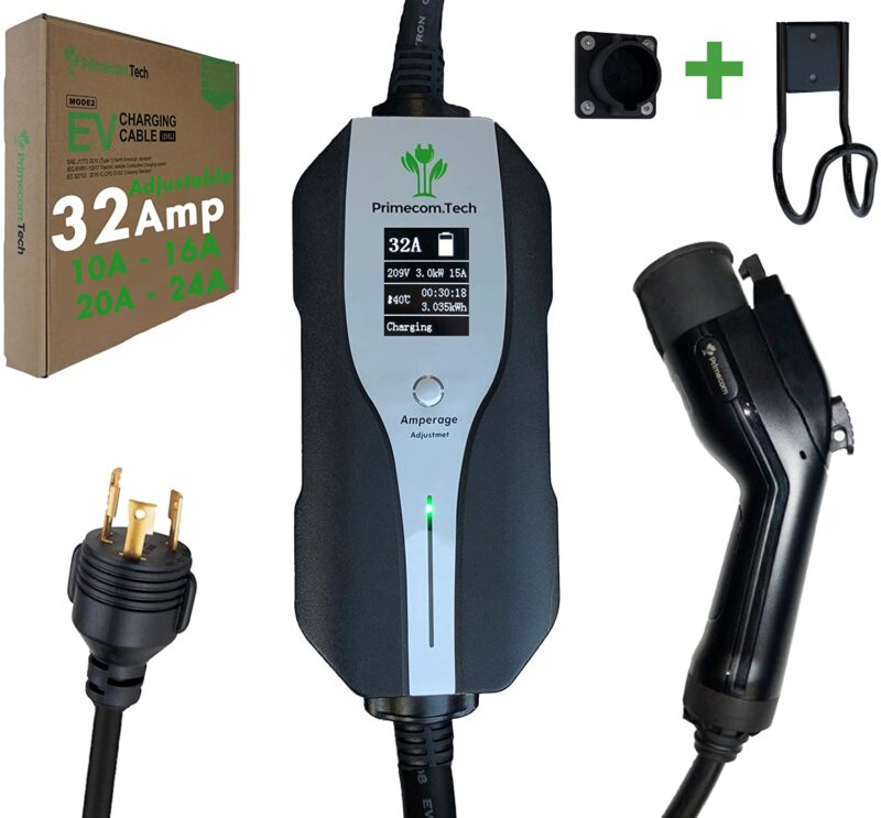Primecom 32 Amp Level 2 Electric Vehicle (EV) Charger Amperage Adjustable Only In ElectoGb