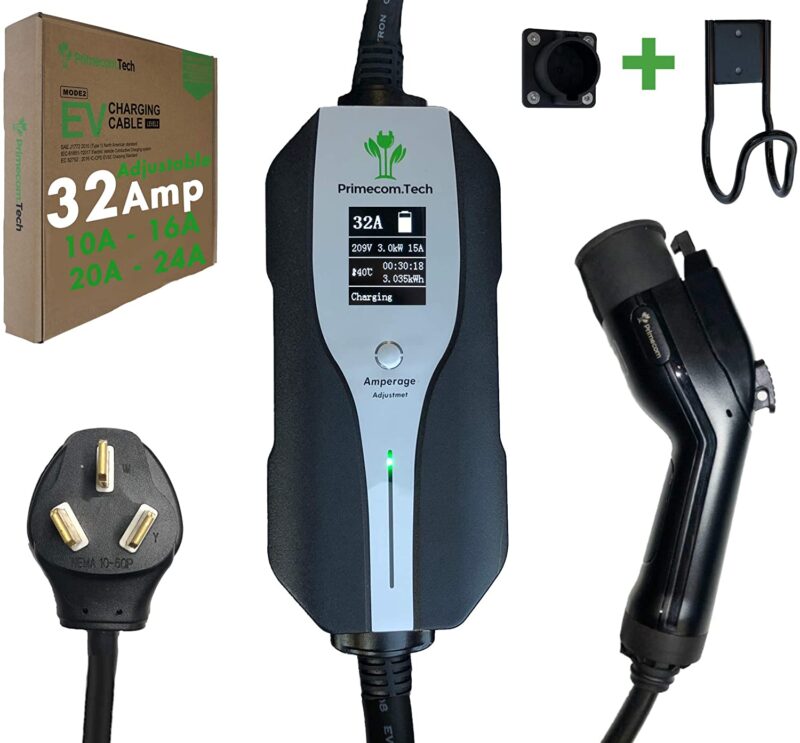 Primecom 32 Amp Level 2 Electric Vehicle (EV) Charger Amperage Adjustable Only In ElectoGb