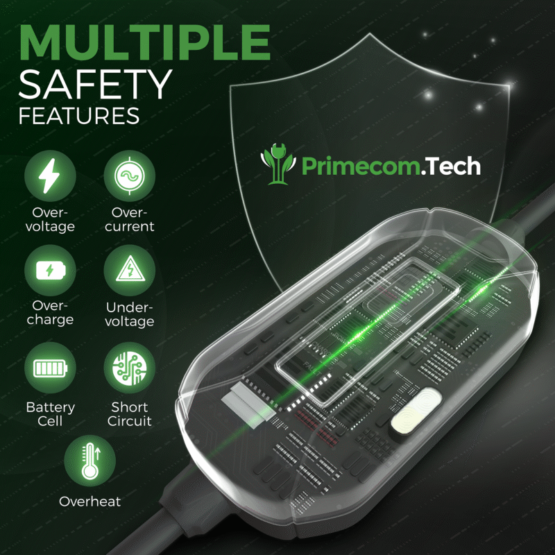 Primecom.Tech 16 Amp Level 2 Electric Vehicle (EV) Charger 3X to 4X faster 220 Volt 30', 40', 50' Feet Lengths Only In ElectoGb